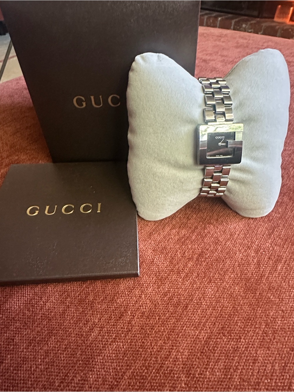 Gucci Silver Bracelet Watch with Black Dial